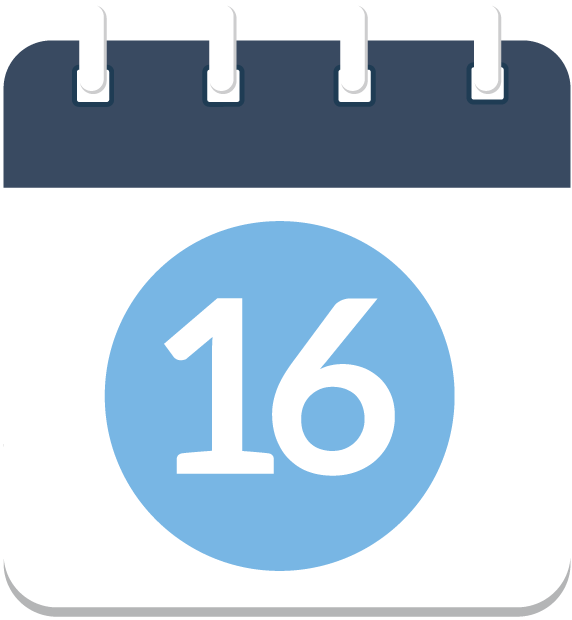 Calendar icon with the number 16 in the middle